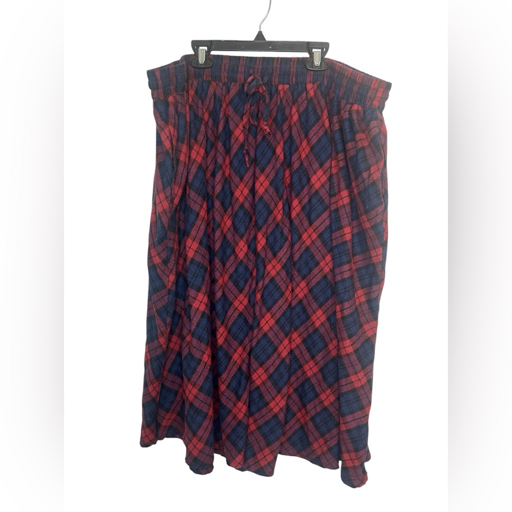 Plus Size 4X Red Plaid Tartan Midi Skirt with Pockets - Picture 3 of 8